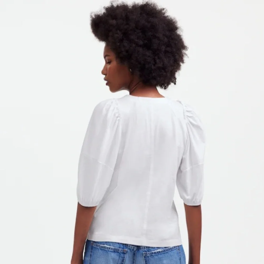 Madewell NWT Puff-Sleeve Tee in Eyelet White Size Large - Picture 3 of 7